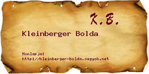 Kleinberger Bolda névjegykártya